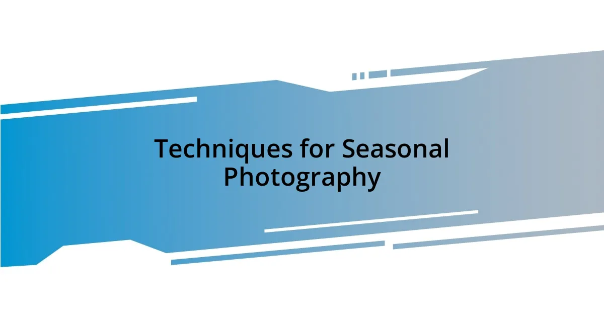 Techniques for Seasonal Photography