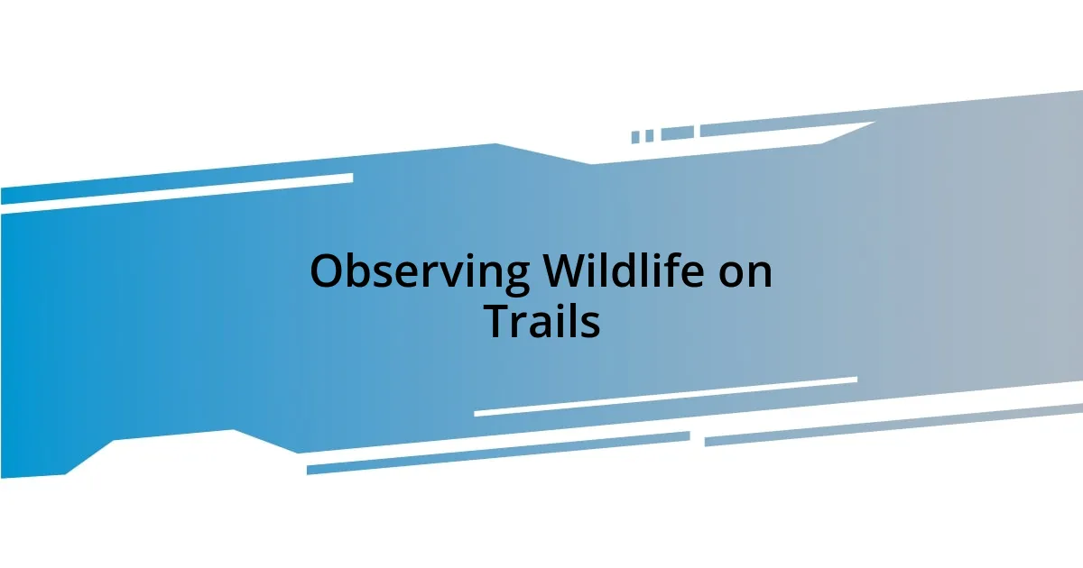 Observing Wildlife on Trails